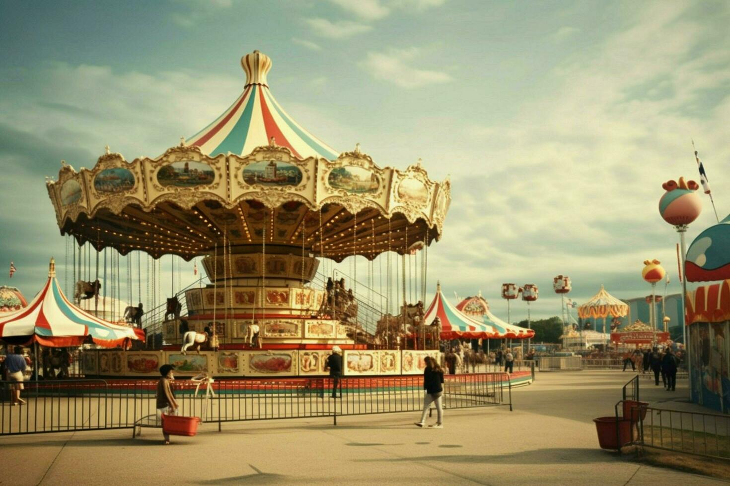 andando per un divertimento parco o carnevale foto