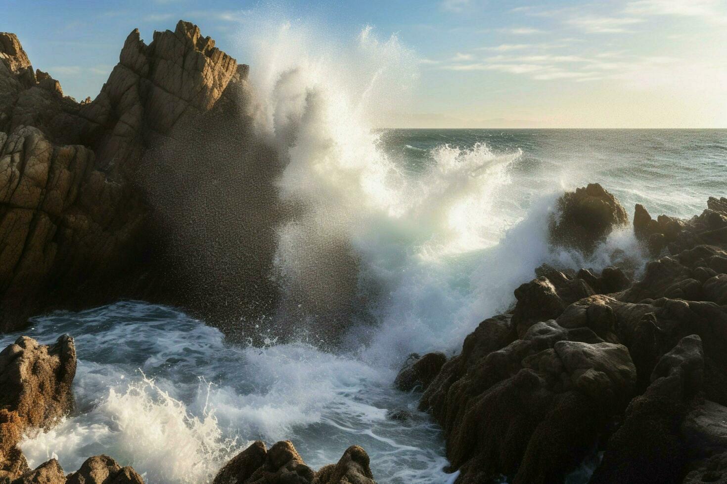 onde Crashing su il rocce foto