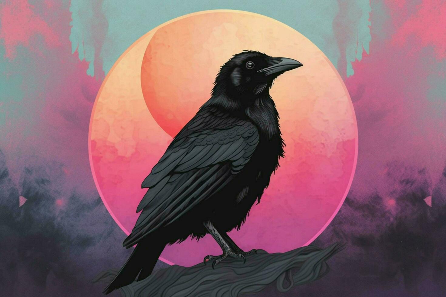 un' colorato illustrazione di un' corvo con un' nero co foto