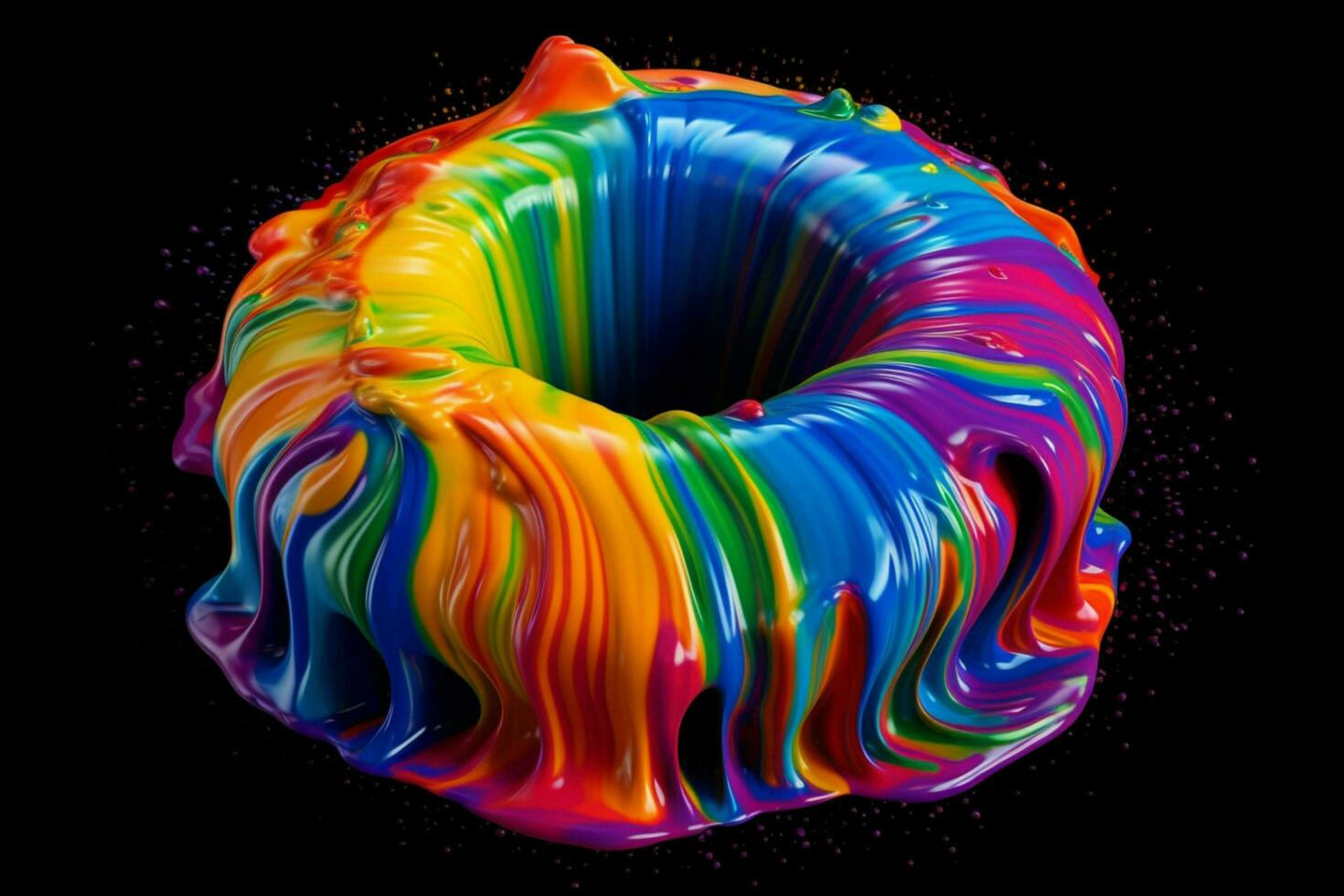 un' colorato dipingere arcobaleno isolato su nero illust foto