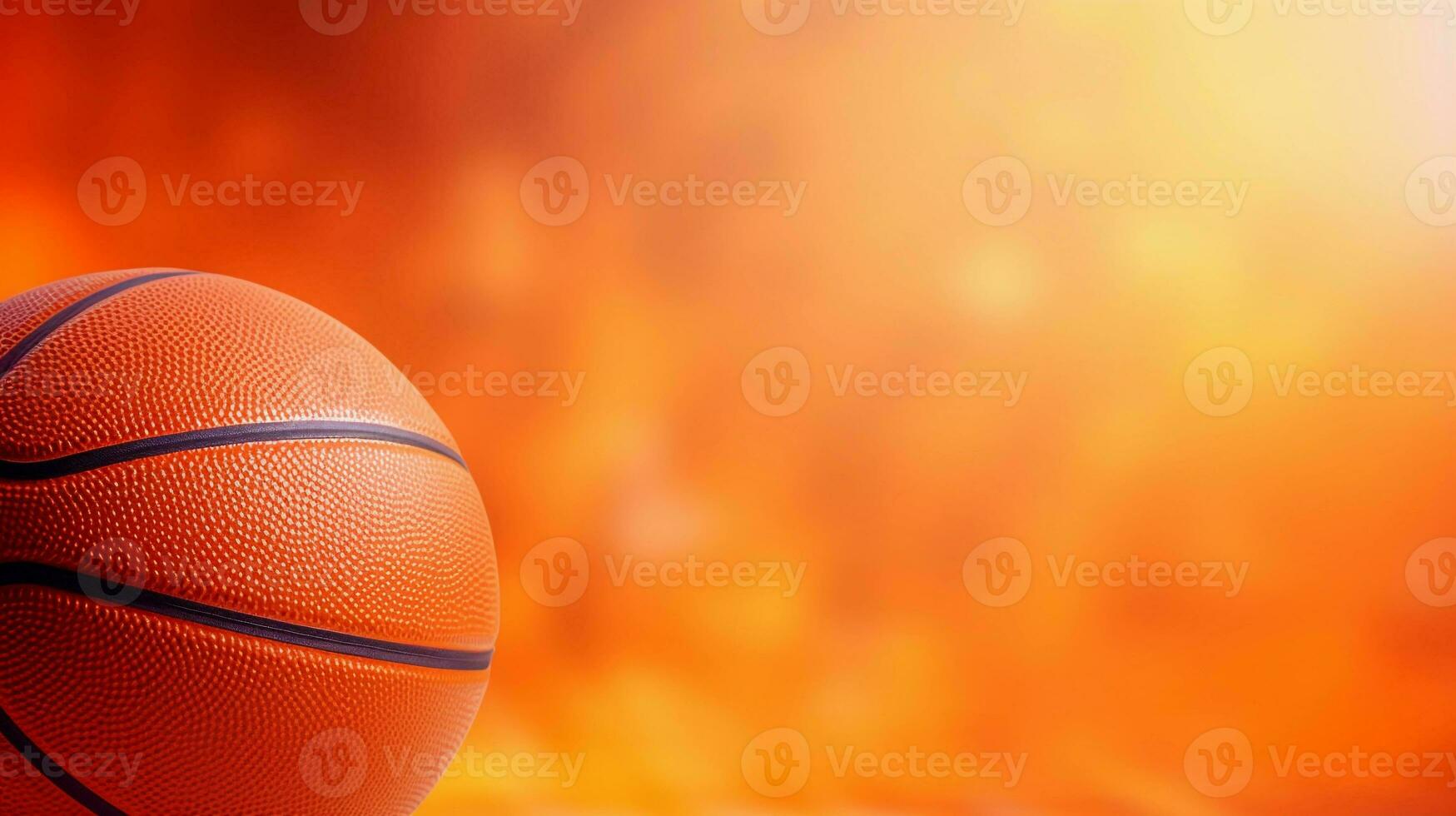 un' ispirato al basket sfondo con un' pallacanestro e cerchio contro un' vivace arancia strutturato sfondo. ai generato foto