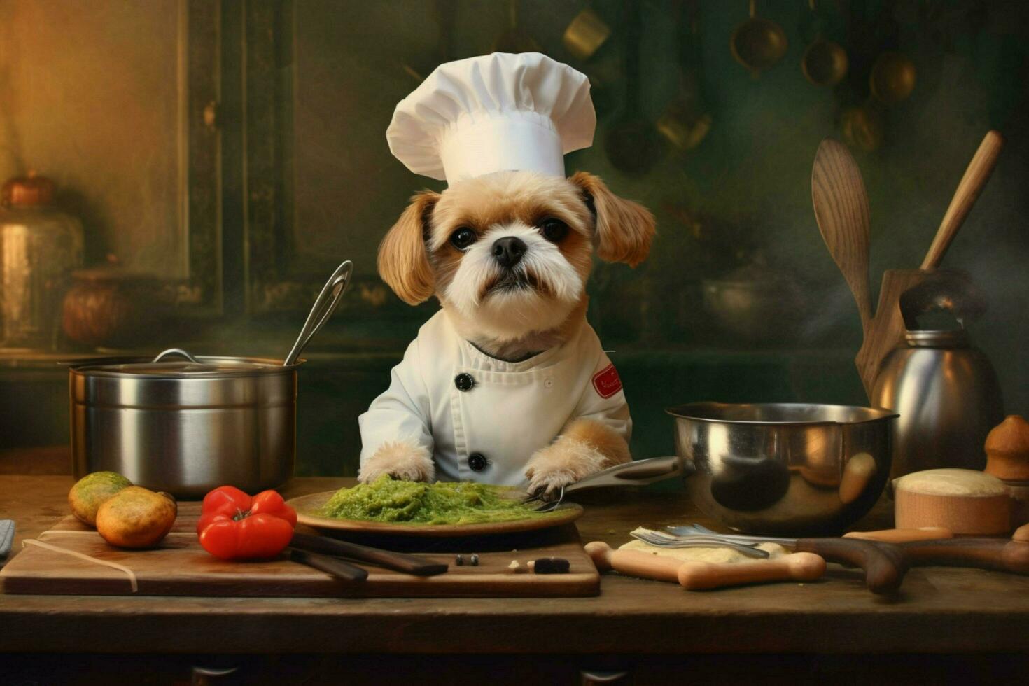 capocuoco cane ritratto cucinando foto