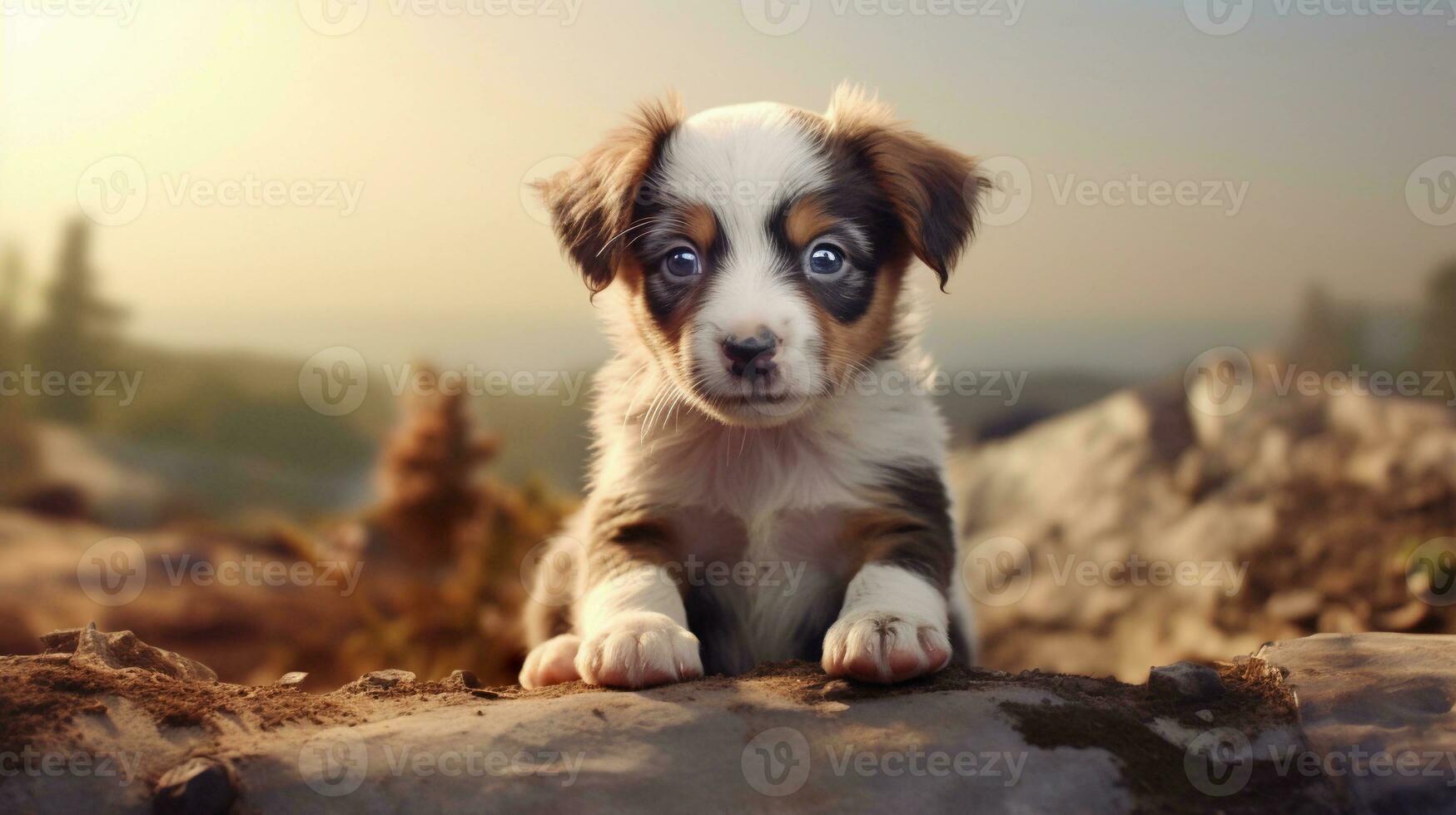 un' commovente Immagine cattura un' carino cucciolo nel un' giocoso momento con spazio per testo, sfondo Immagine, generativo ai foto