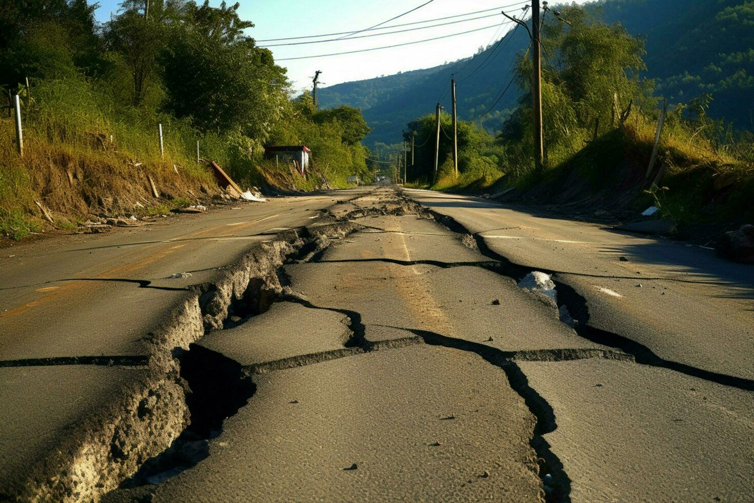 crepe strada dopo terremoto danno foto