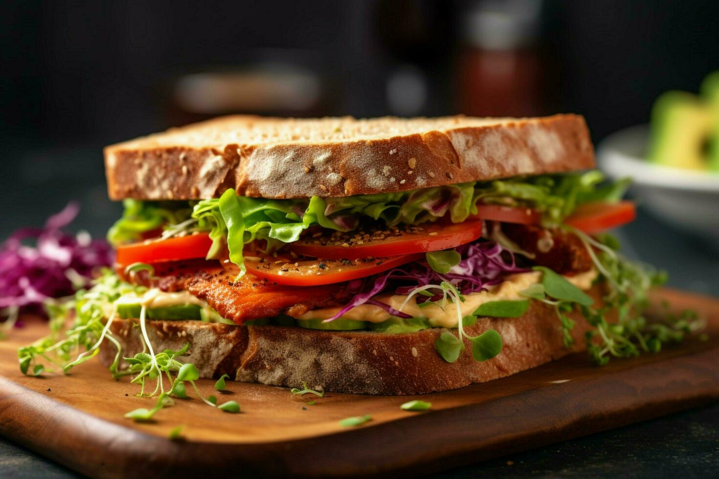 fresco vegano Sandwich per un' leggero e salutare pasto foto