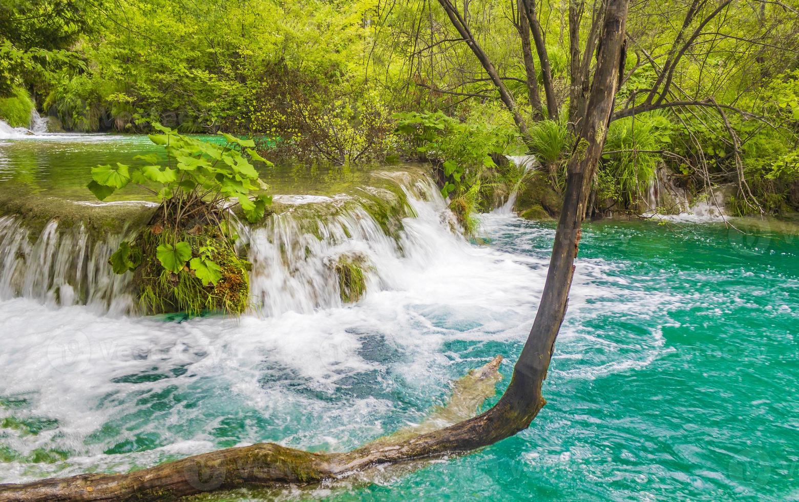 parco nazionale dei laghi di plitvice cascata acqua verde turchese croazia. foto