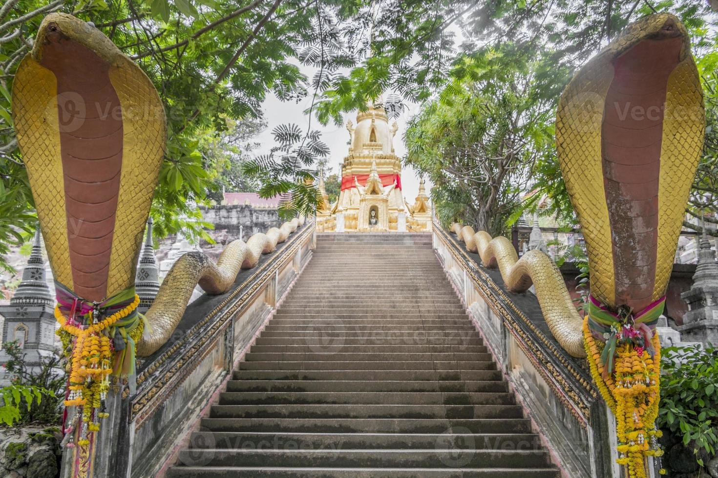 scale con serpenti, tempio di wat sila ngu, koh samui thailandia. foto