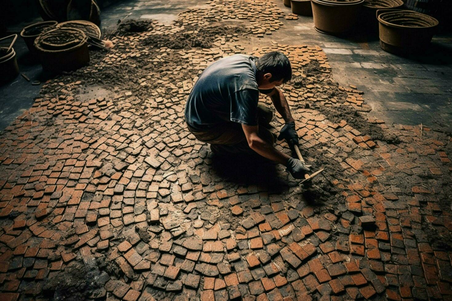 piastrellista uomo strada foto