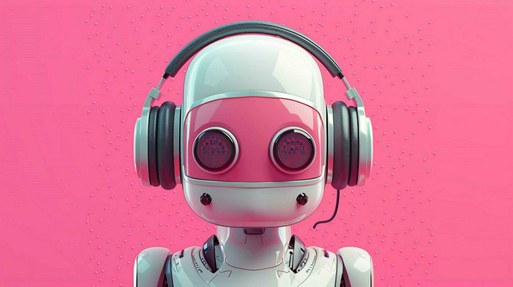 un' manifesto per un' robot con un' rosa cuffie foto