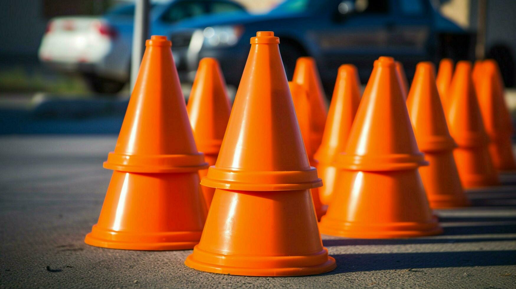 un' pila di traffico coni pronto per un' costruzione foto