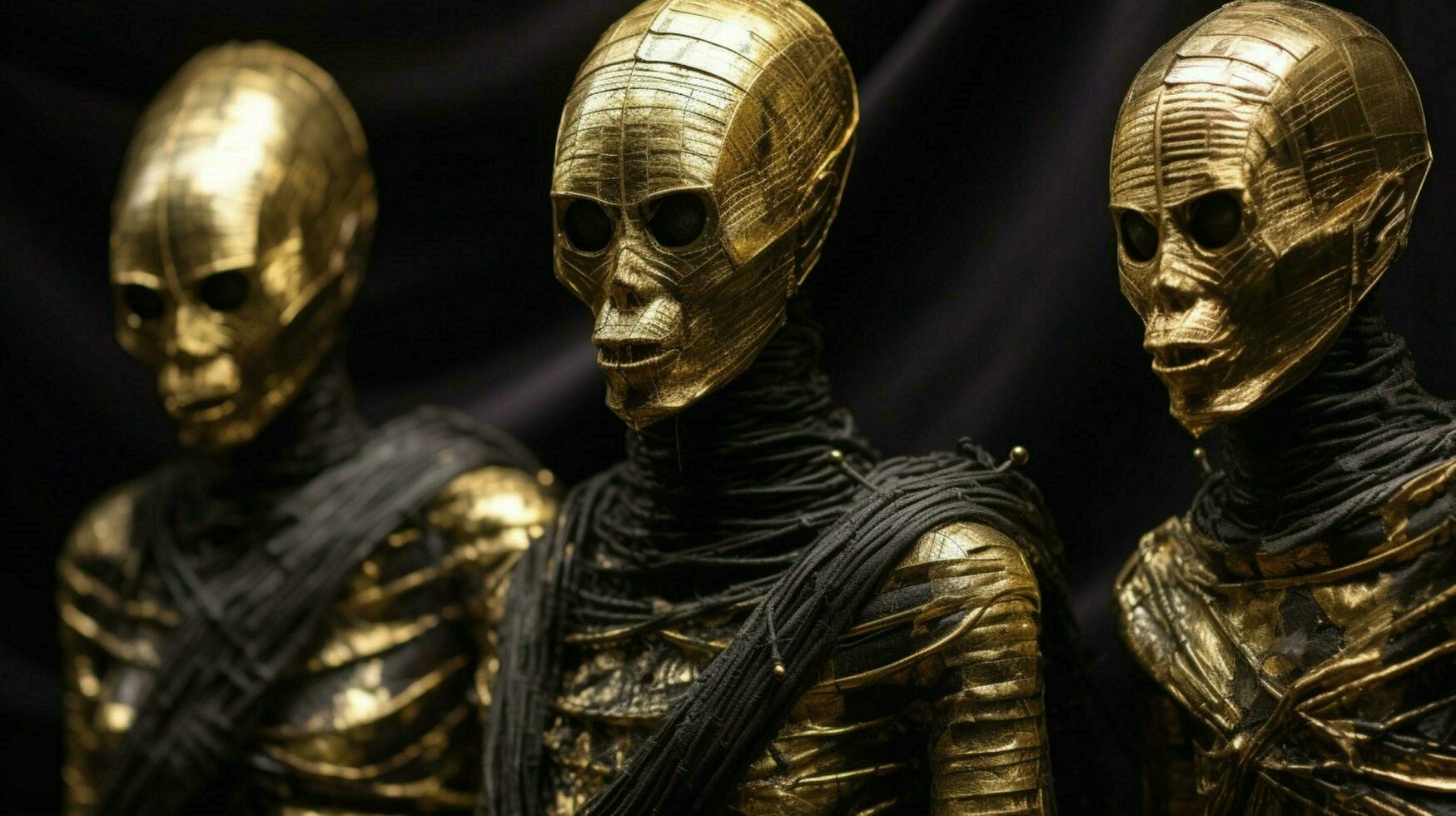 d'oro mummia nel nero con d'oro costumi foto