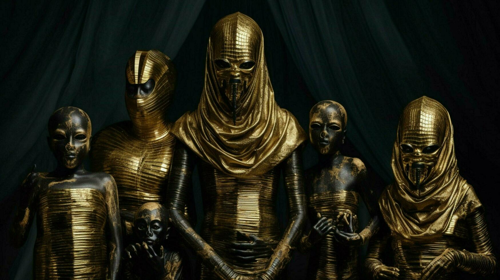 d'oro mummia nel nero con d'oro costumi foto