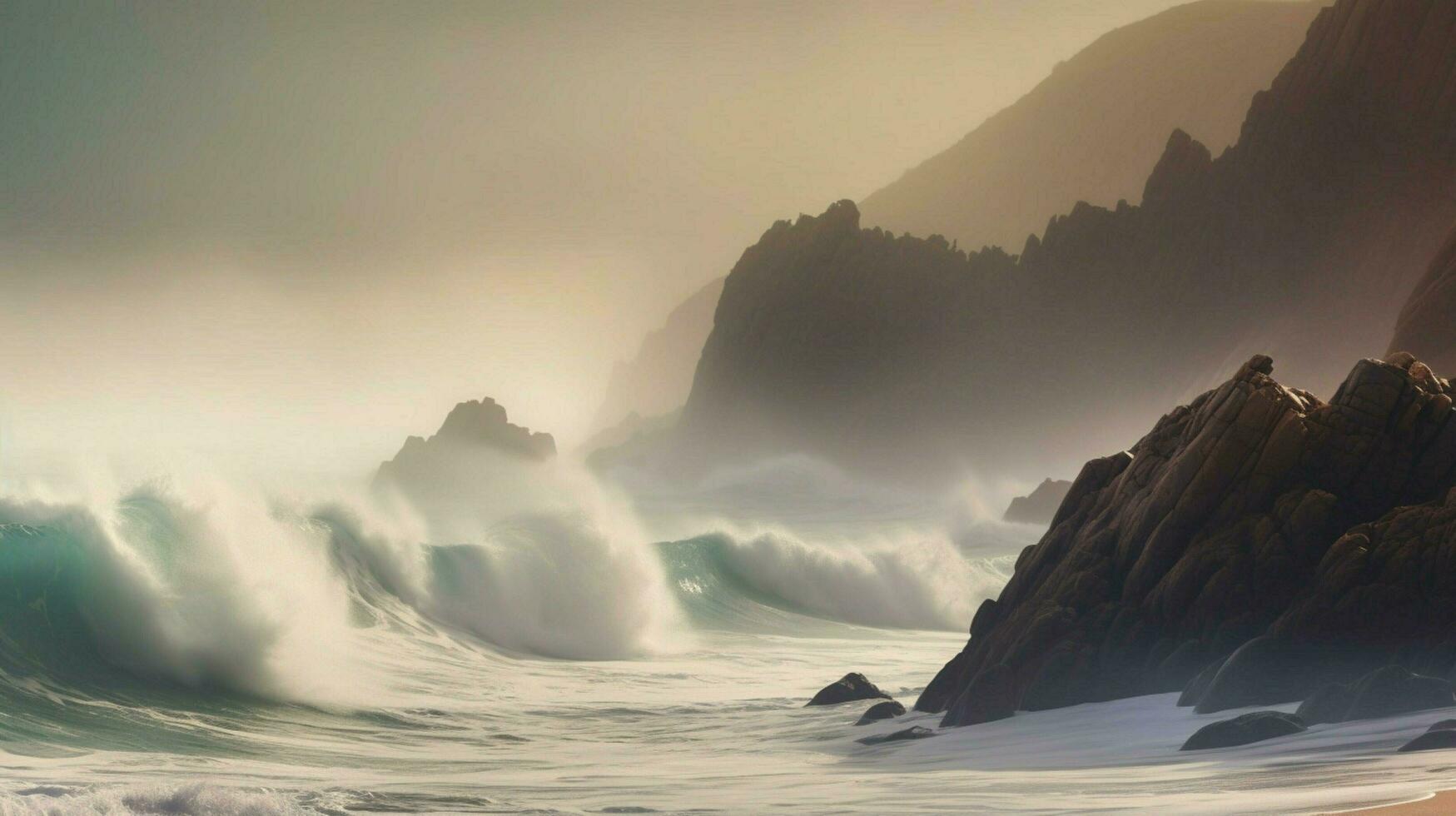 paesaggio marino con onde Crashing contro il riva foto