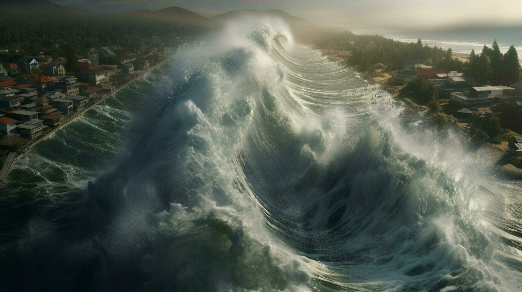 tsunami onda rotoli verso litorale percosse il foto