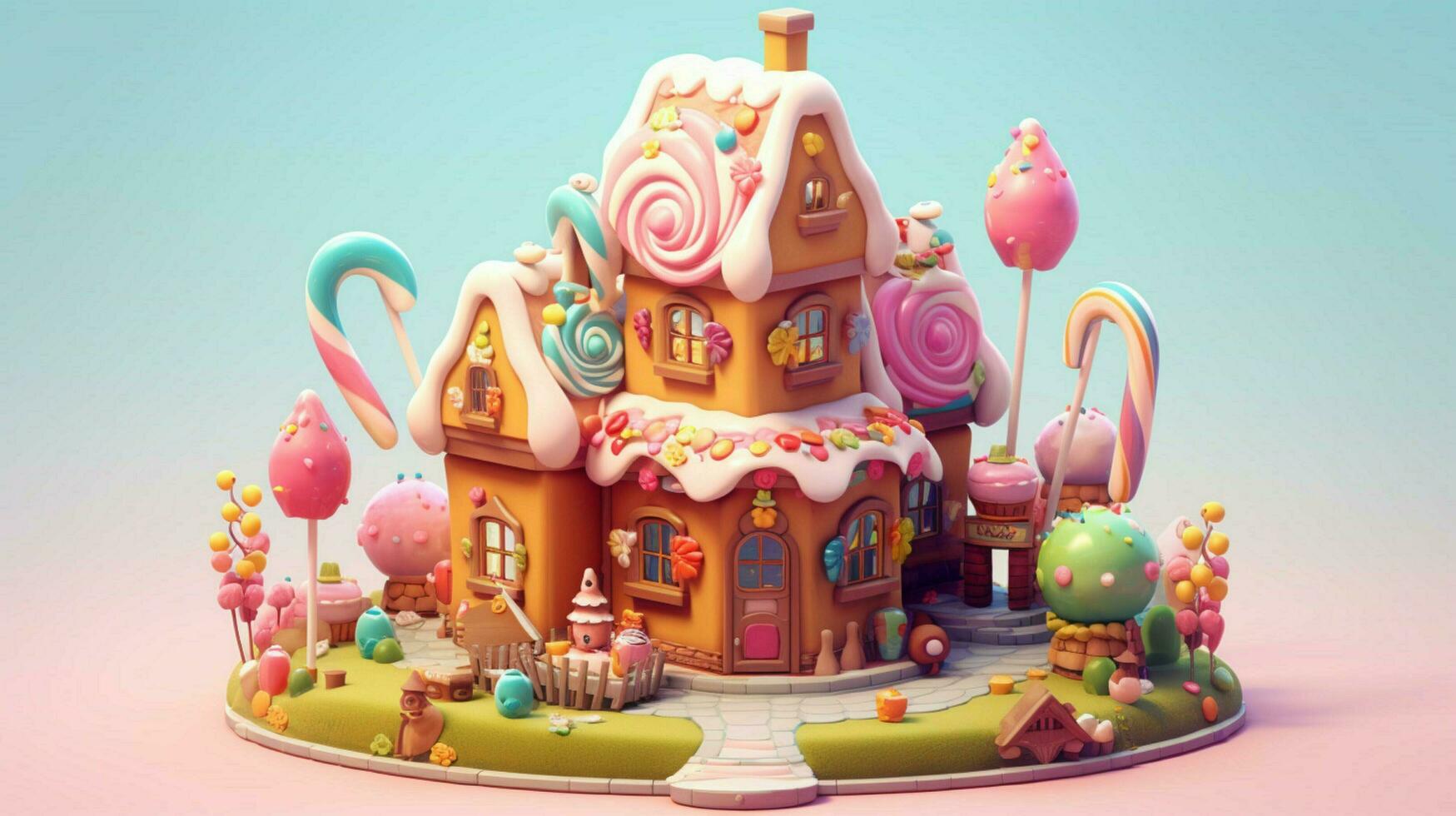 un' fantasia caramella Casa con dolci e cioccolato dolce foto