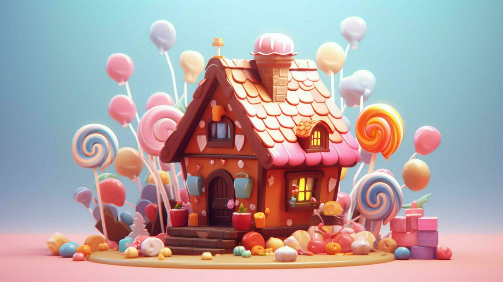 un' fantasia caramella Casa con dolci e cioccolato dolce foto