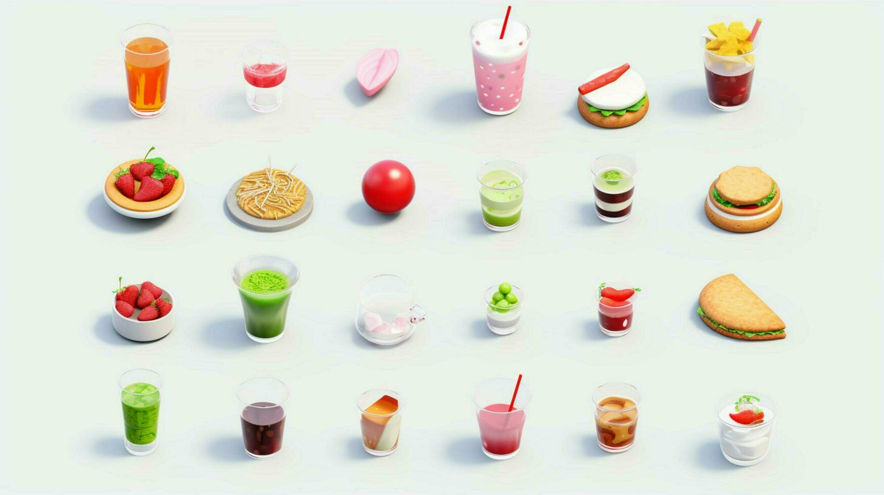 colorato 3d icona imposta di cibo e bevanda indust foto