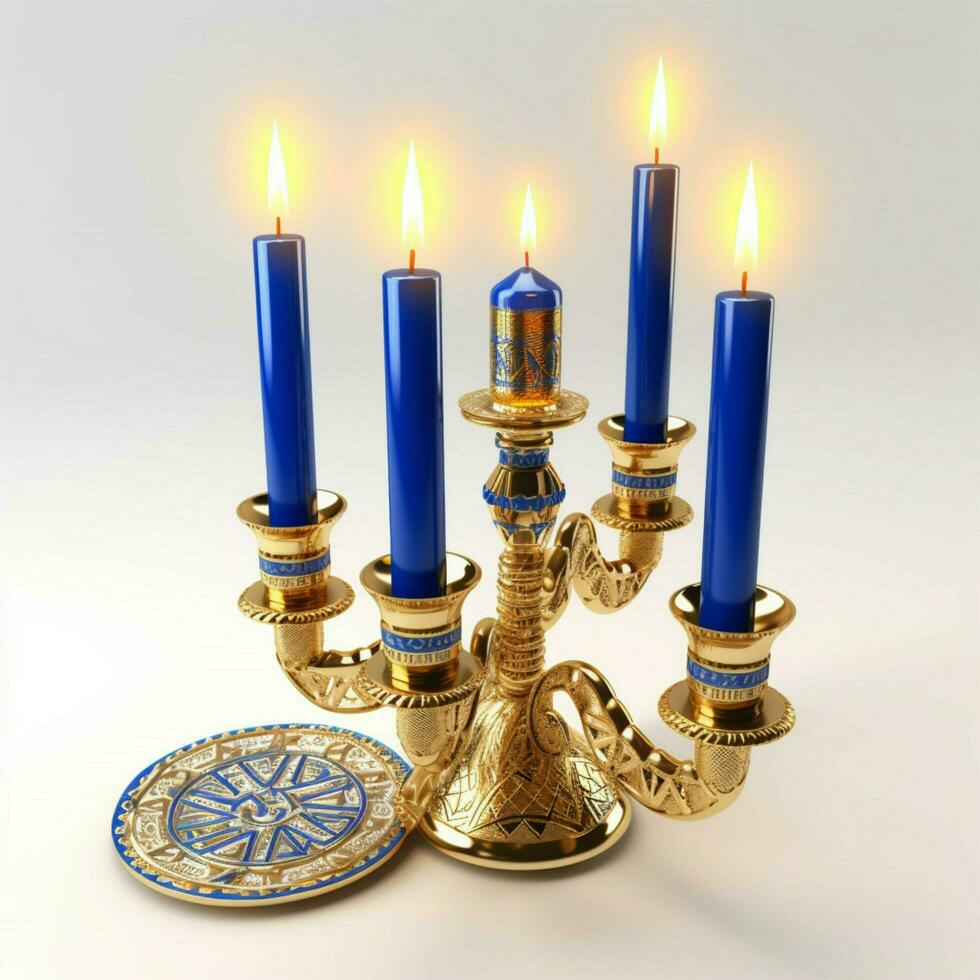 hanukkah carte con bianca sfondo alto qualità foto