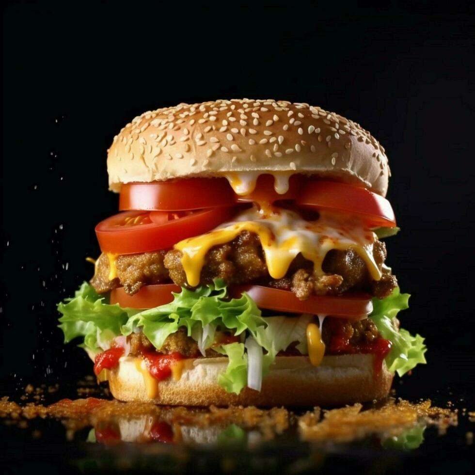Prodotto scatti di fresco strati di hamburger Sandwich foto