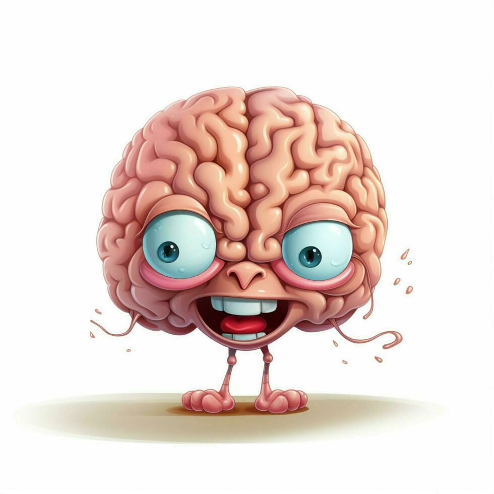 cervello 2d cartone animato illustraton su bianca sfondo alto qual foto
