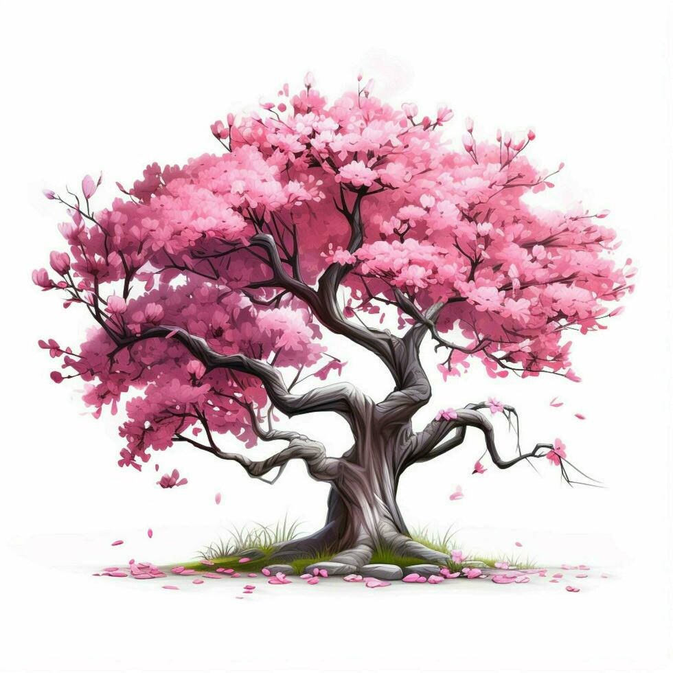 ciliegia fiorire 2d cartone animato illustraton su bianca sfondo foto