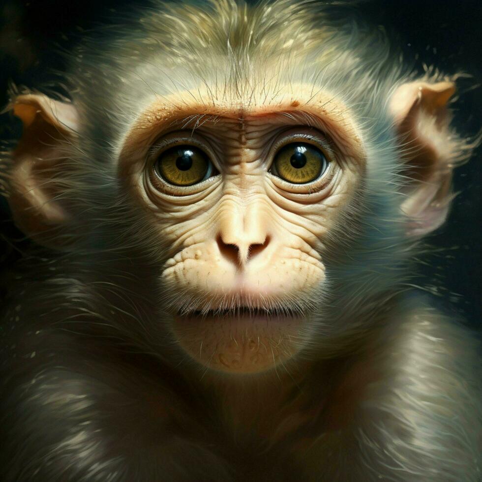 curioso primate con espressive occhi foto