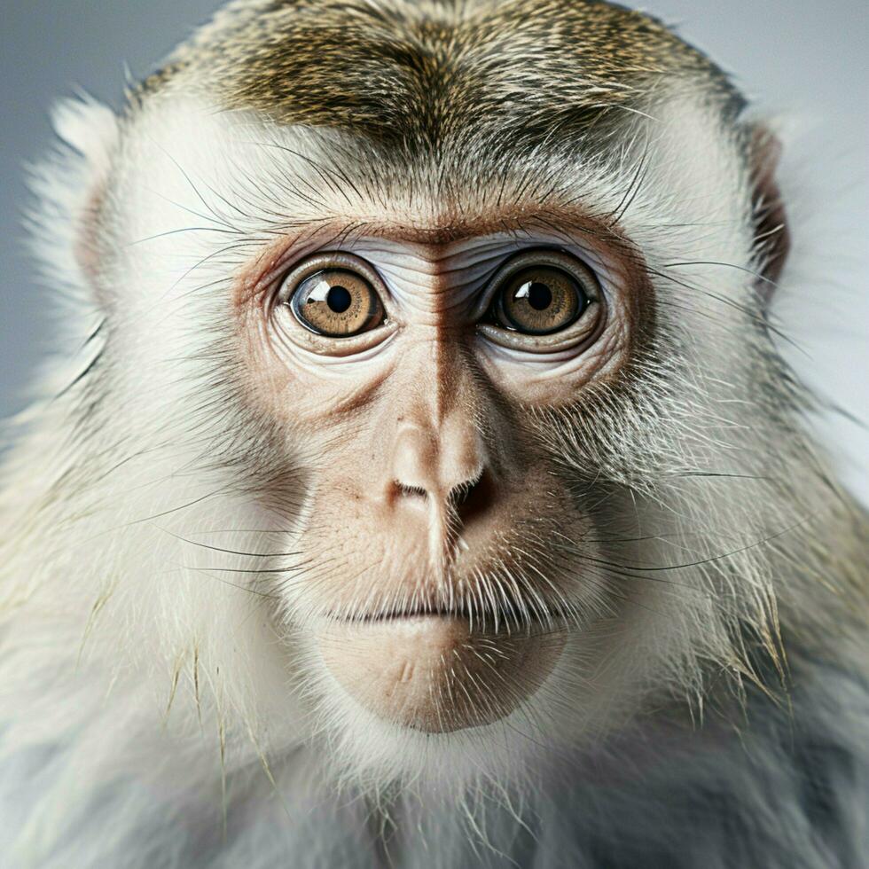 curioso primate con espressive occhi foto