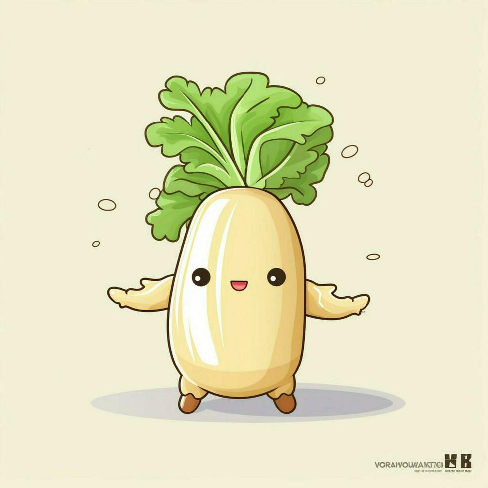 daikon 2d vettore illustrazione cartone animato nel bianca sfondo foto