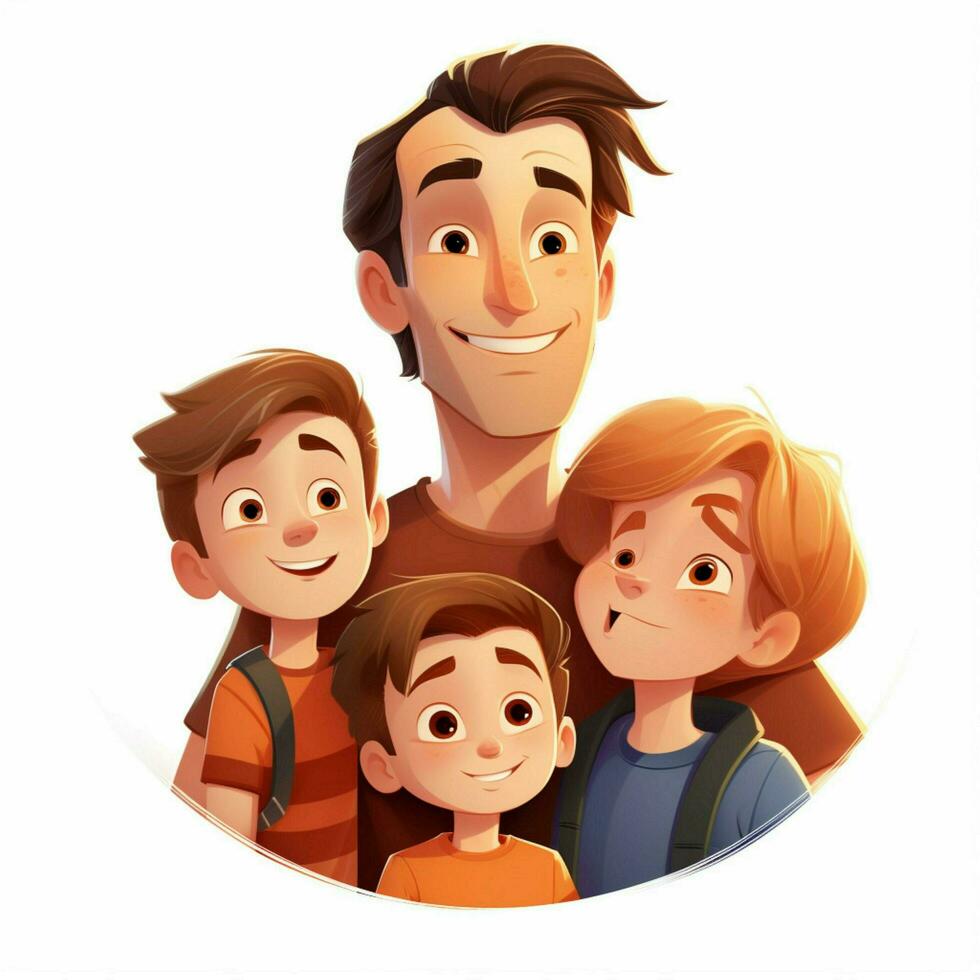 famiglia uomo ragazzo ragazzo 2d cartone animato illustraton su bianca foto