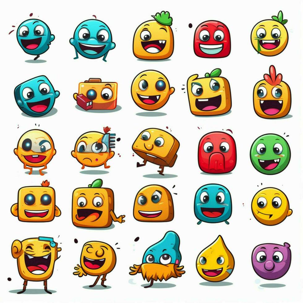 Giochi emoji 2d cartone animato vettore illustrazione su bianca indietro foto