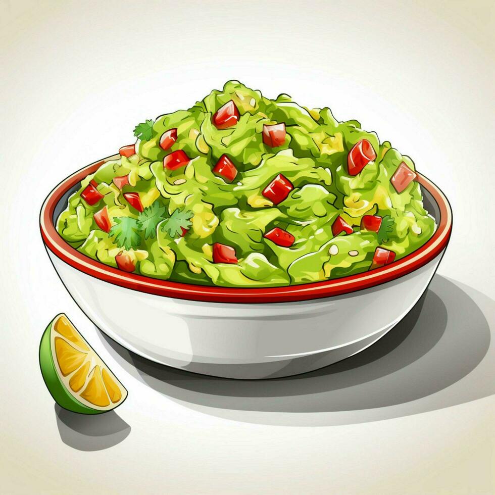 guacamole 2d vettore illustrazione cartone animato nel bianca backgrou foto