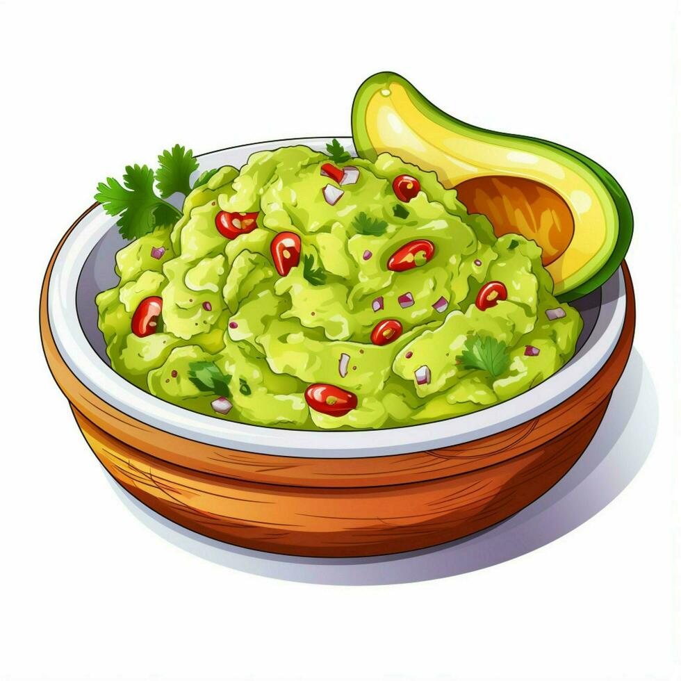 guacamole 2d vettore illustrazione cartone animato nel bianca backgrou foto