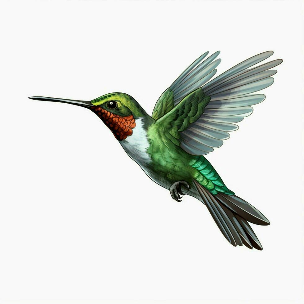 colibrì 2d cartone animato illustraton su bianca sfondo Ciao G foto