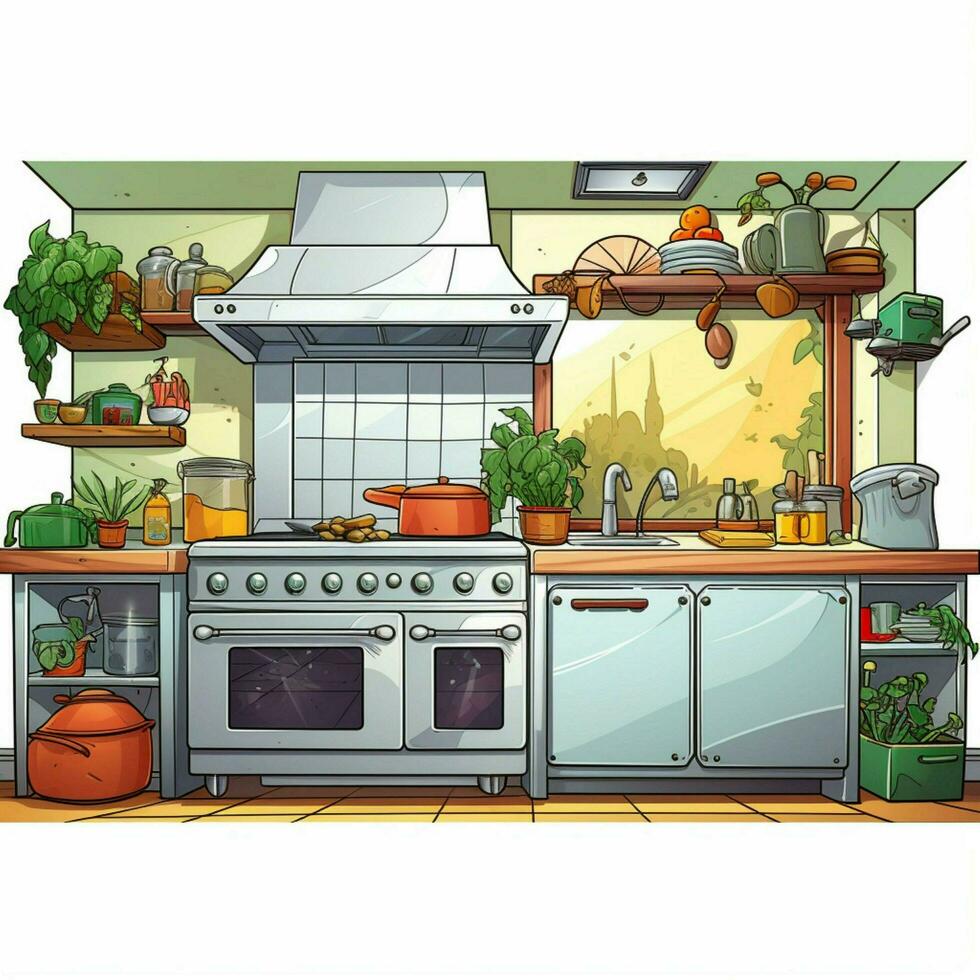cucina Foglio 2d cartone animato illustraton su bianca sfondo Ciao foto