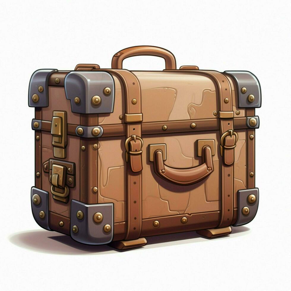 bagaglio 2d cartone animato illustraton su bianca sfondo alto foto