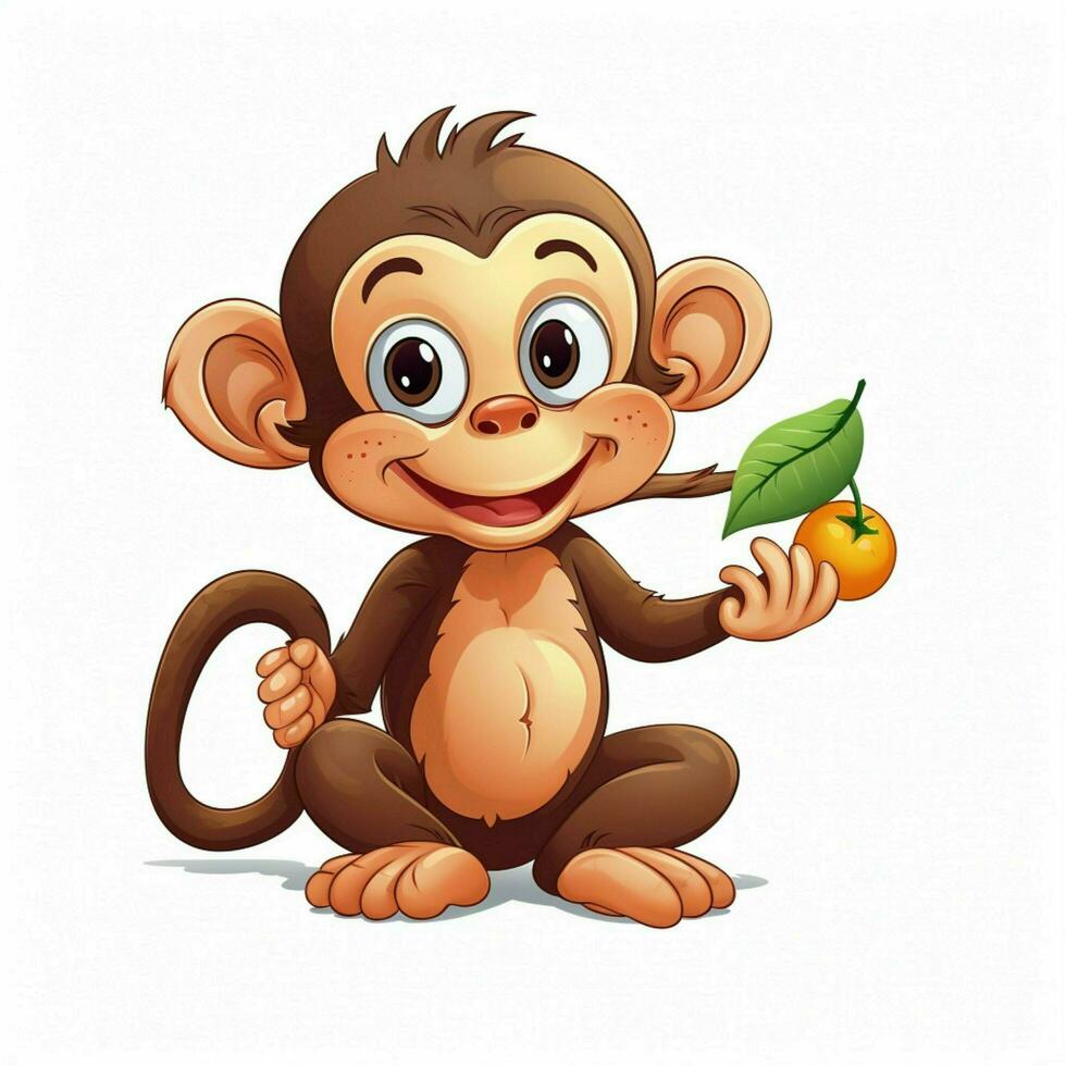 scimmia 2d cartone animato vettore illustrazione su bianca sfondo foto