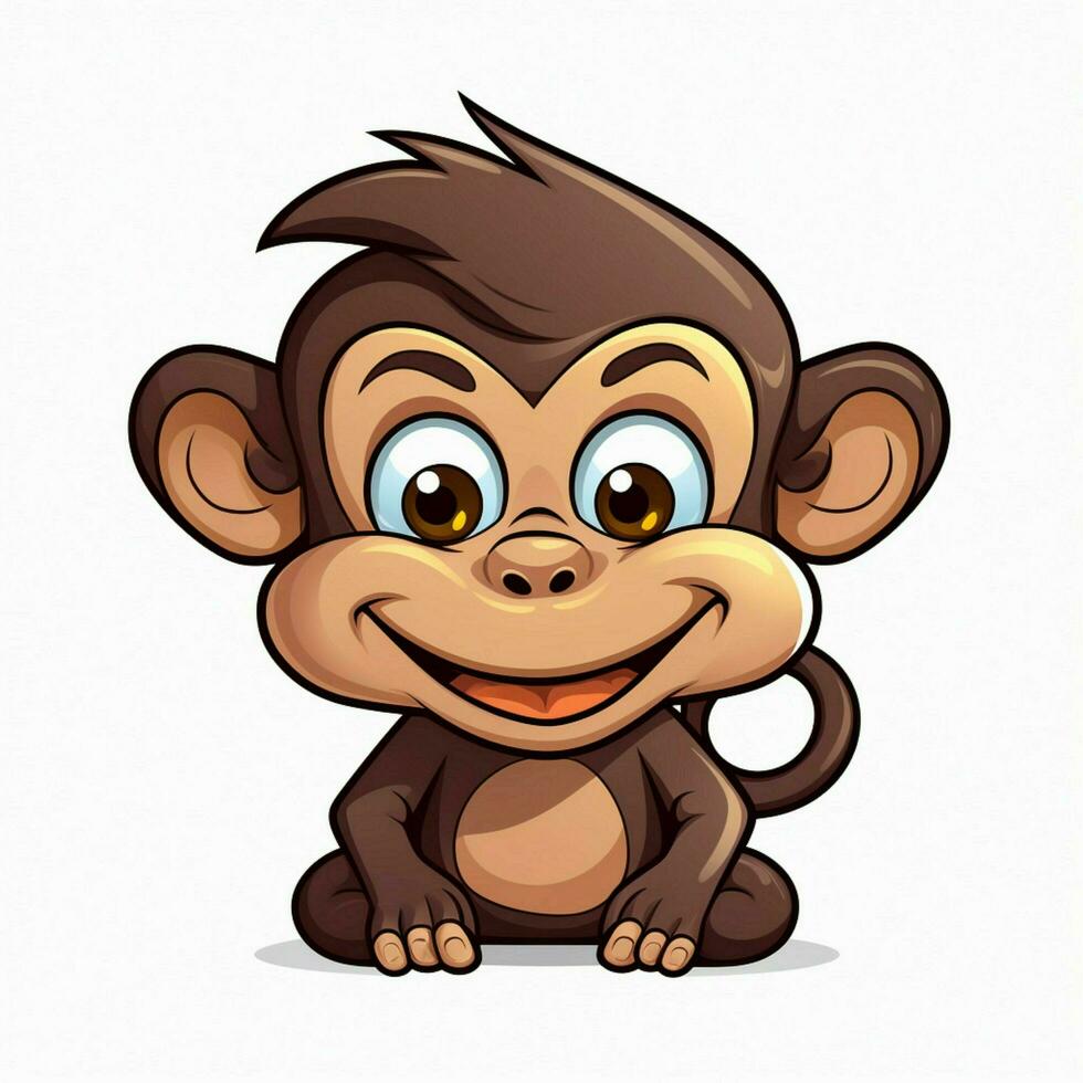 scimmia 2d cartone animato vettore illustrazione su bianca sfondo foto