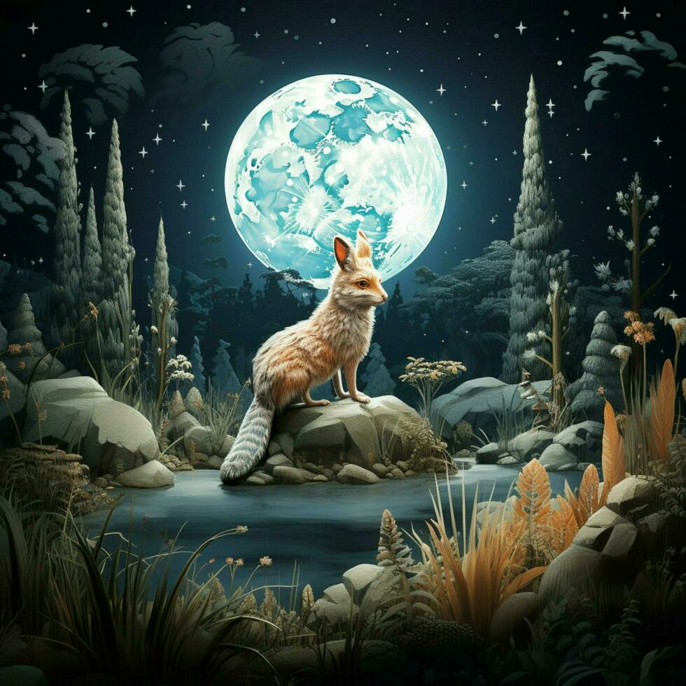 notturno animali esplorando il mondo sotto il chiaro di luna foto