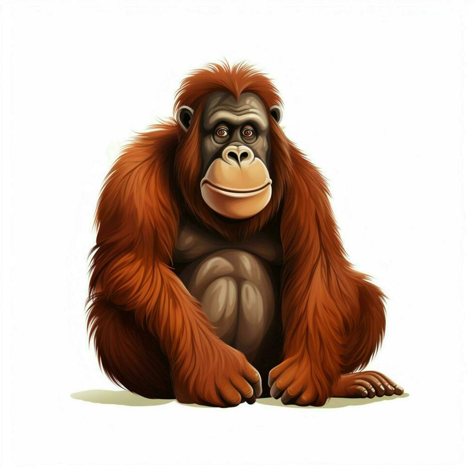 orangutan 2d cartone animato vettore illustrazione su bianca backgrou foto