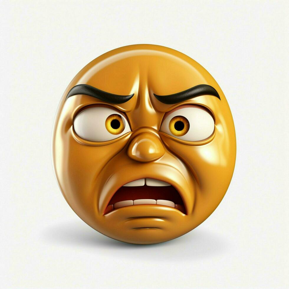 perseverante viso emoji su bianca sfondo alto qualità 4k foto