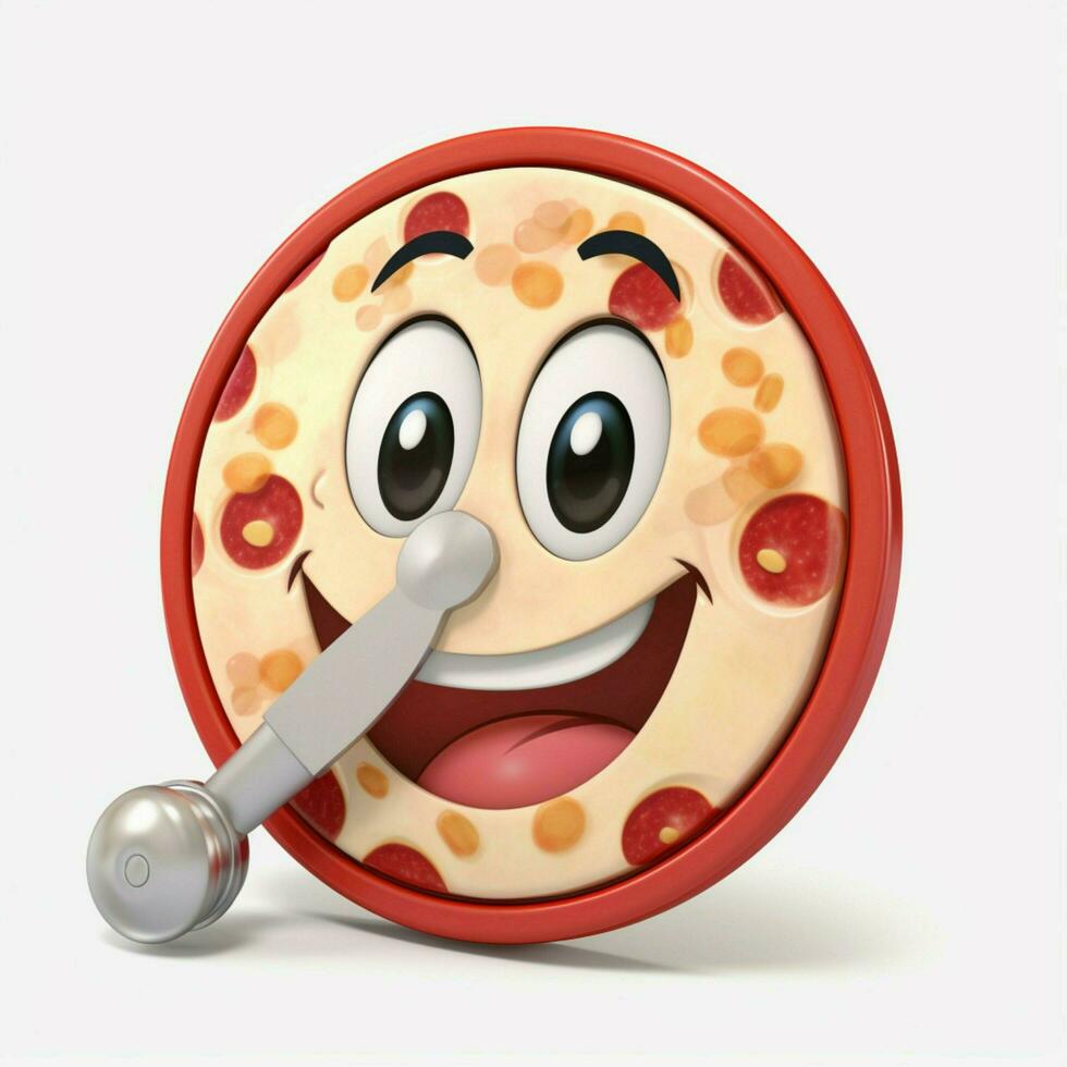 Pizza fresa 2d cartone animato illustraton su bianca sfondo Ciao foto