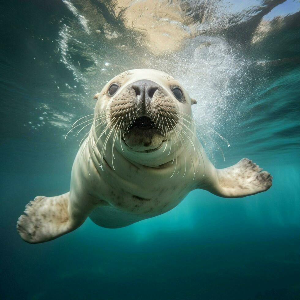 giocoso acquatico mammifero conosciuto per suo acrobazie foto