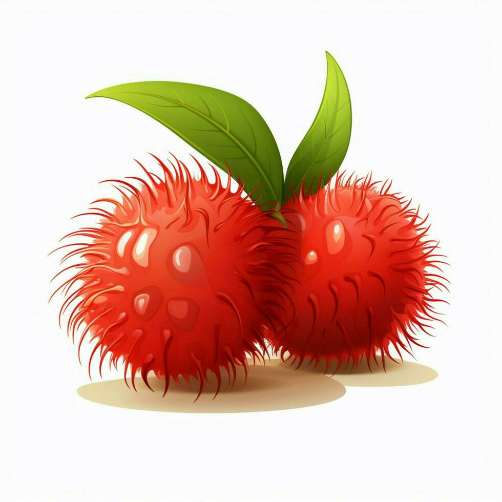 rambutan 2d cartone animato illustraton su bianca sfondo alto q foto