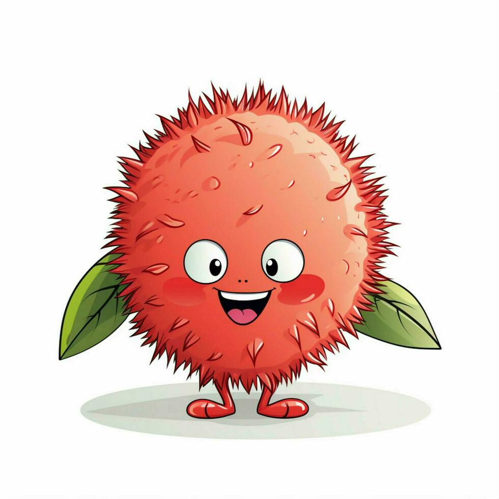 rambutan 2d cartone animato illustraton su bianca sfondo alto q foto