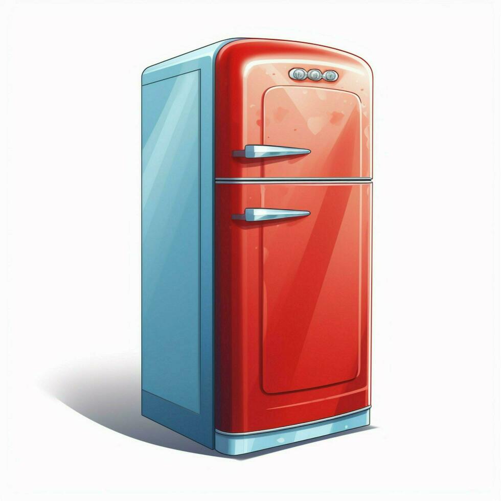 frigorifero comunemente frigo 2d cartone animato illustraton su whi foto