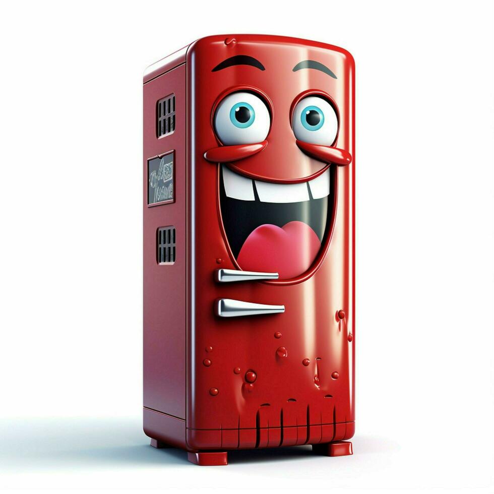 frigorifero 2d cartone animato illustraton su bianca sfondo Ciao foto