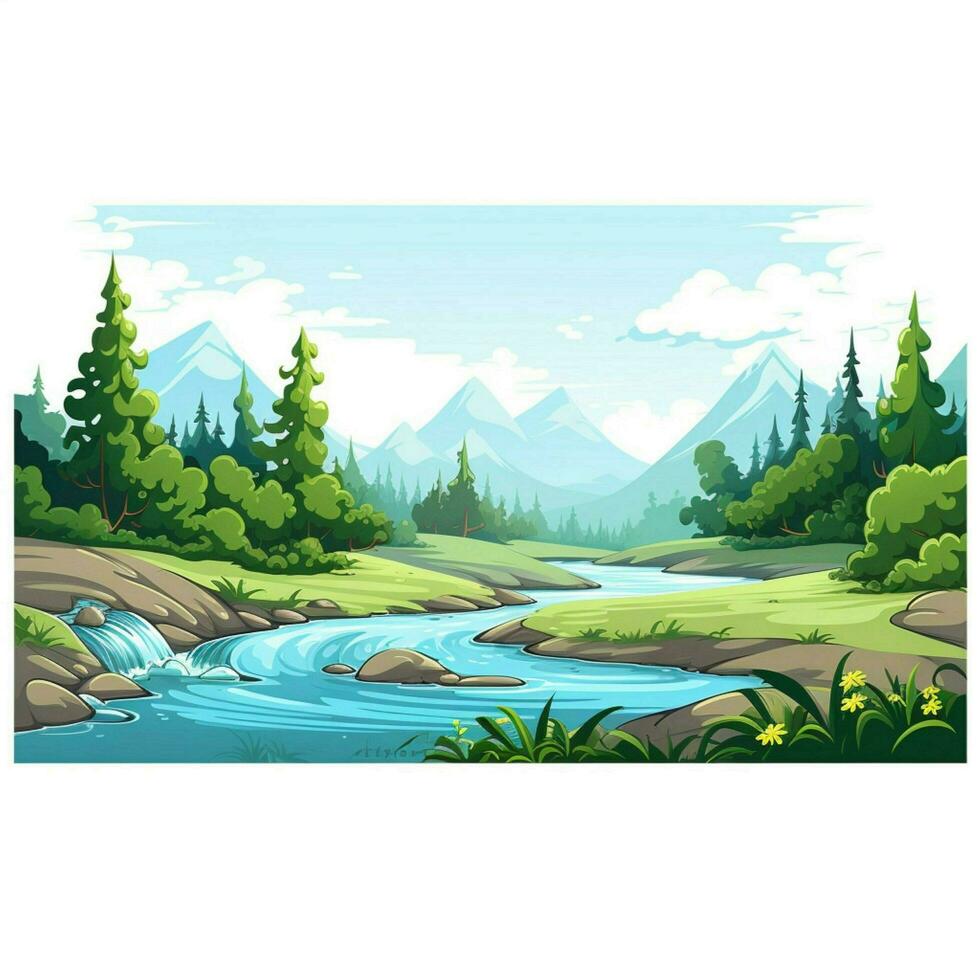fiume 2d cartone animato vettore illustrazione su bianca sfondo h foto