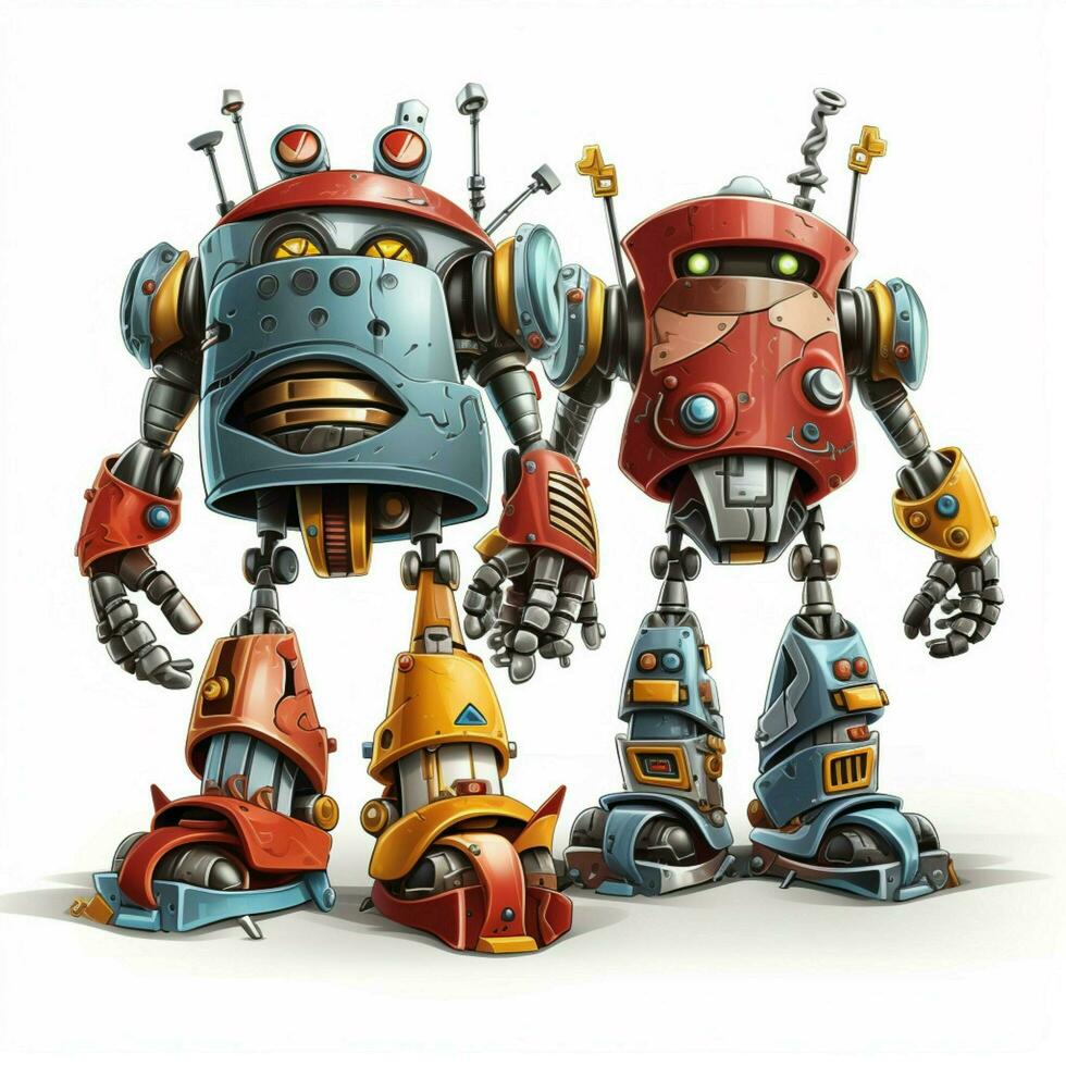 roccia em calzino em robot 2d cartone animato illustraton su bianca bac foto