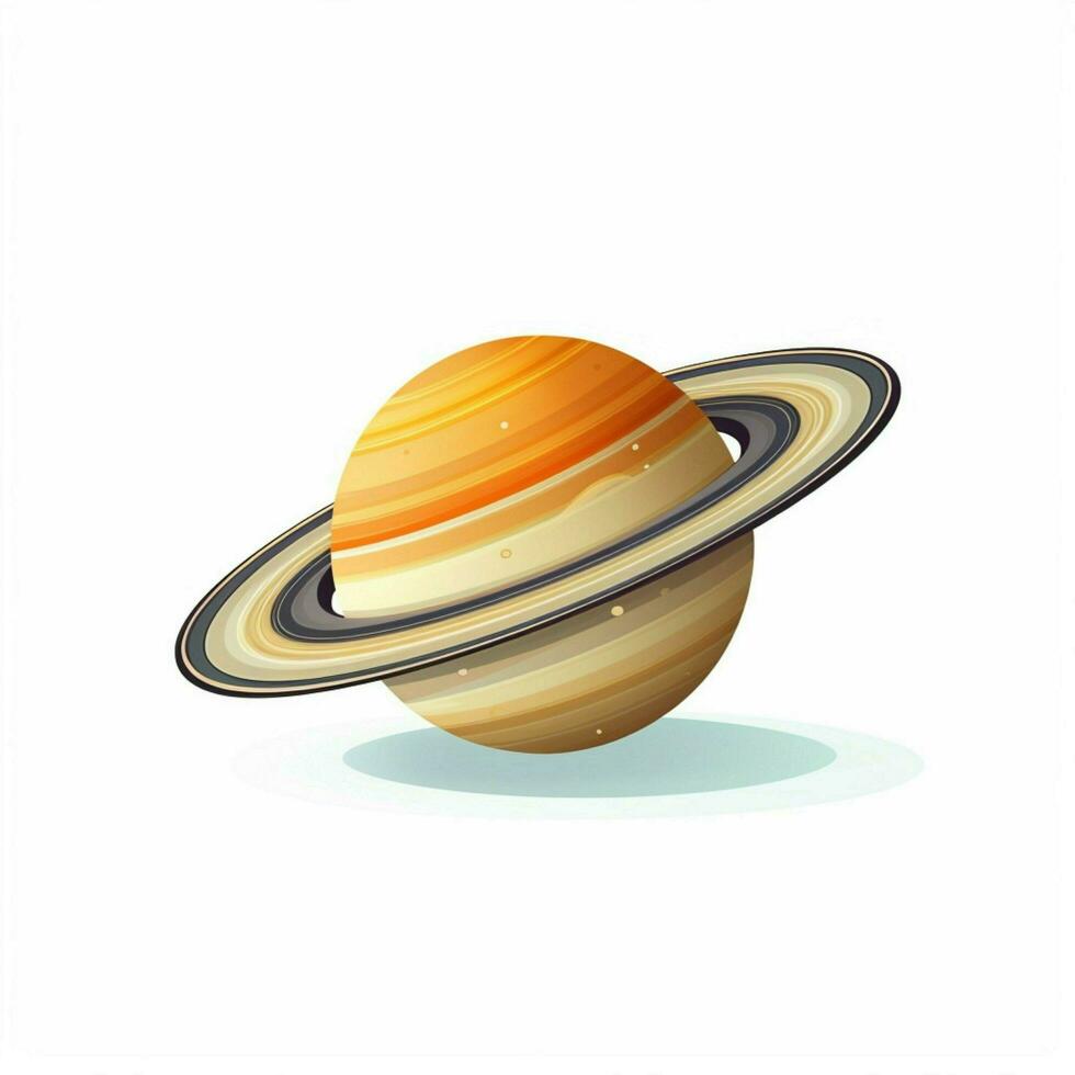 Saturno 2d cartone animato vettore illustrazione su bianca sfondo foto