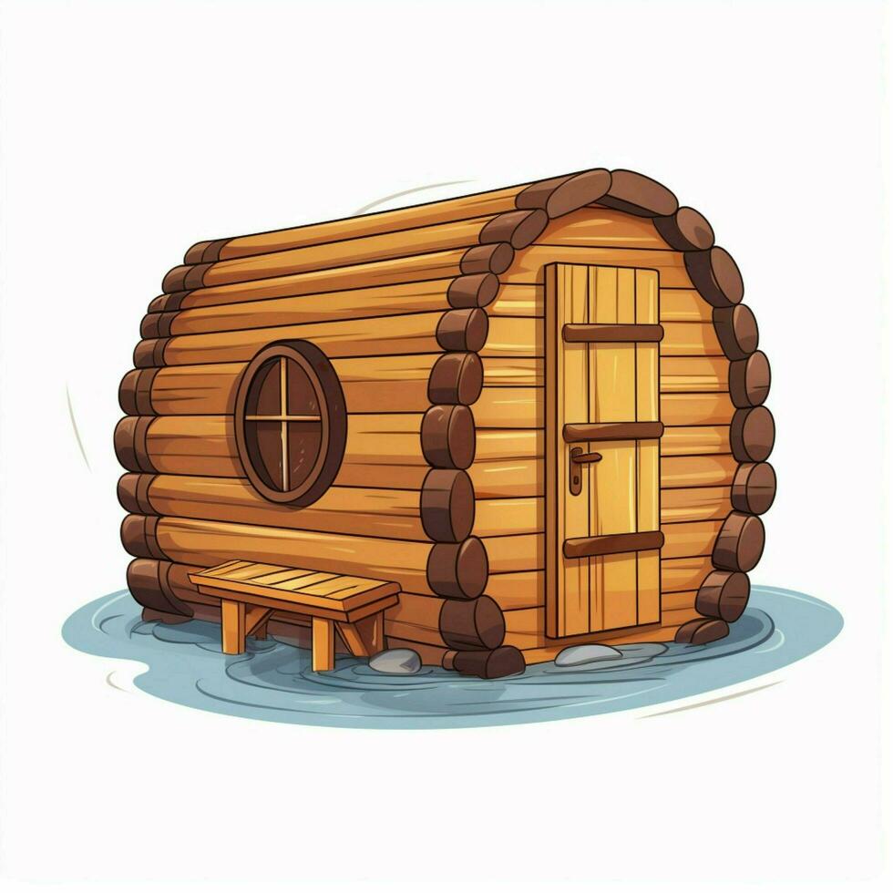 sauna 2d cartone animato vettore illustrazione su bianca sfondo h foto